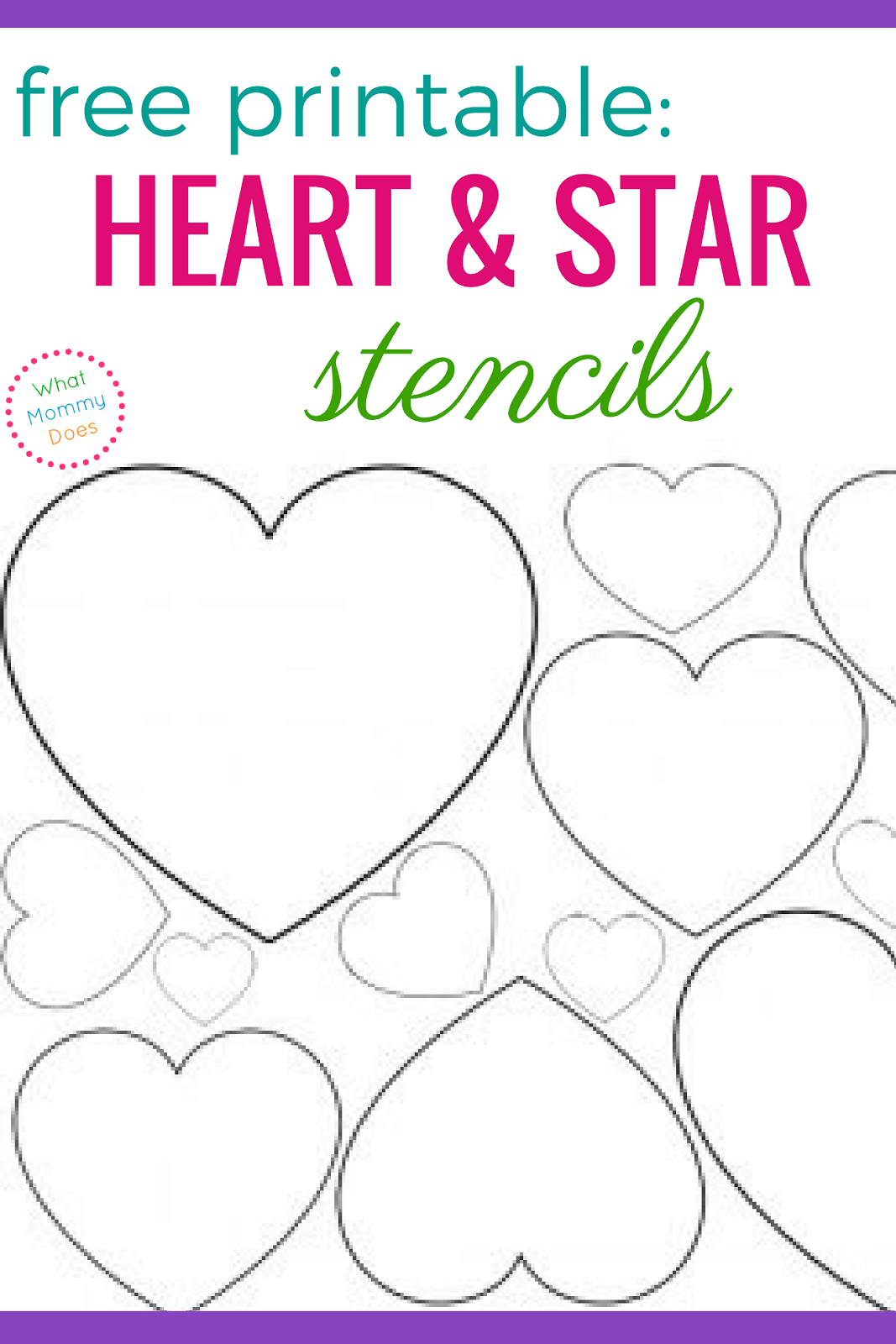 Download these free printable heart stencils and star templates for all of your DIY projects!