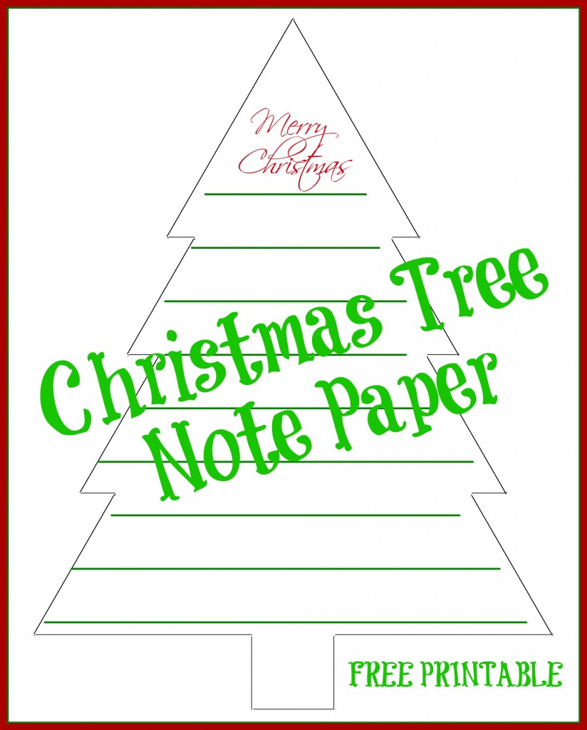 Christmas tree note paper printable