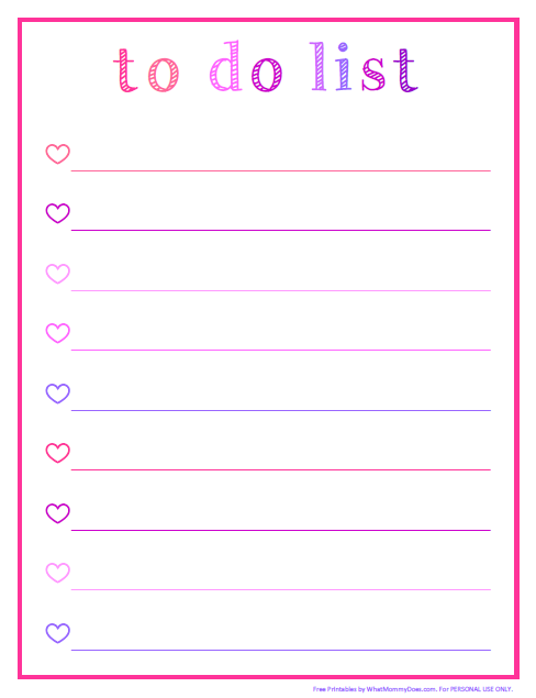 Pretty To Do List Printable