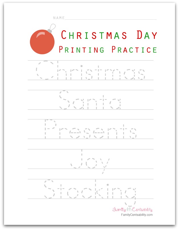 Family Centsability PrintingPracticeChristmasDay