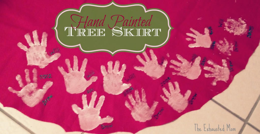 exhausted mom painted tree skirt