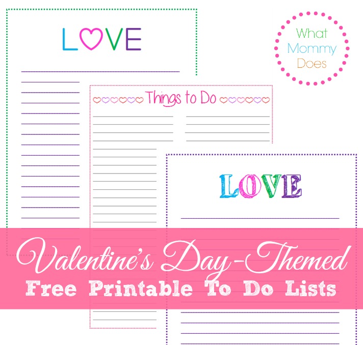 Valentine's Day Templates - Free Printable to do lists