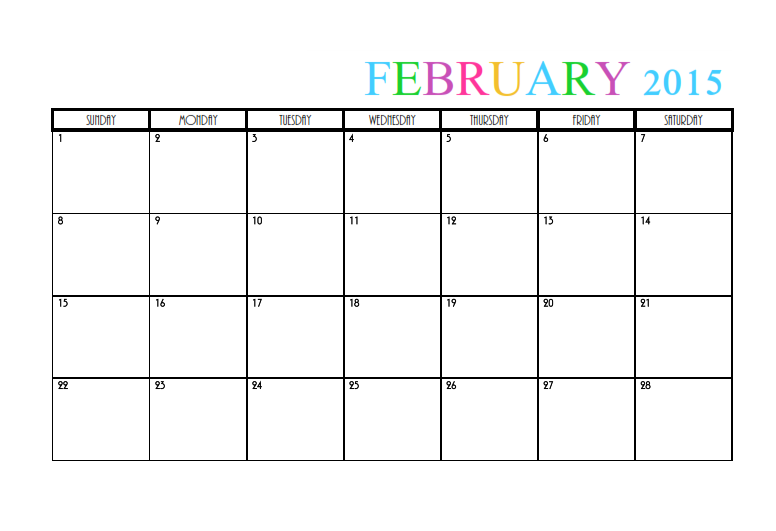 February 2015 calendar