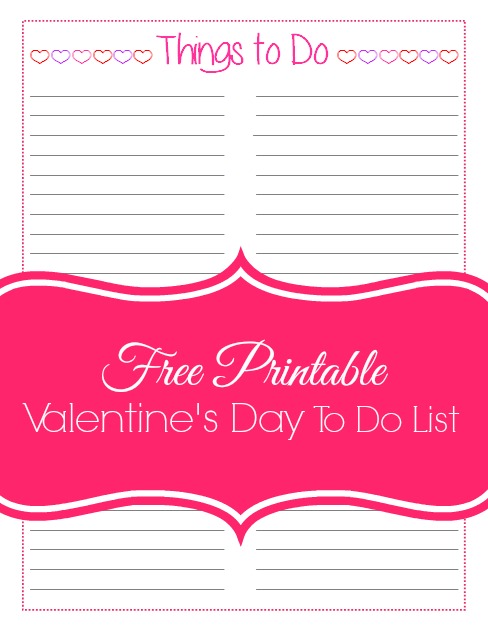 Valentine's Day to do list printable