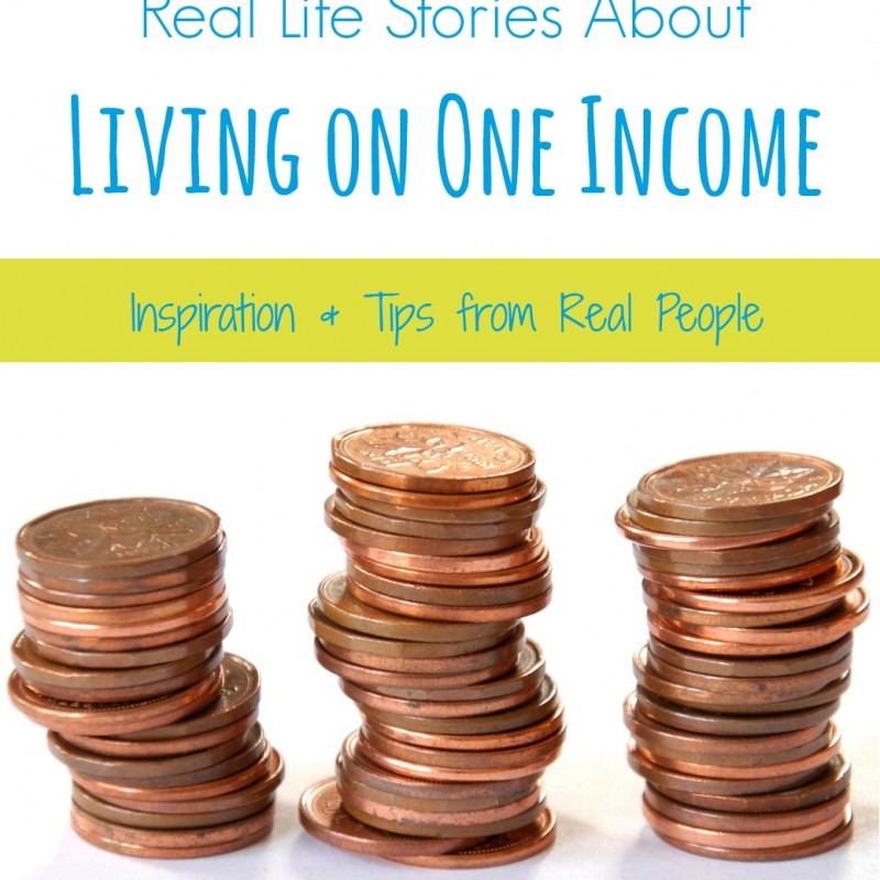 An image featuring three stacks of coins with the text: "Real Life Stories About Living on One Income. Inspiration & Tips from Real People Successfully Living on One Income." The website "www.whatmommydoes.com" is displayed at the bottom of the image.