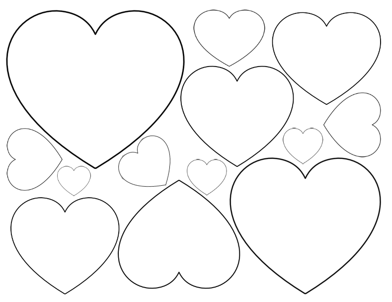 very small, small, medium heart shapes on one page