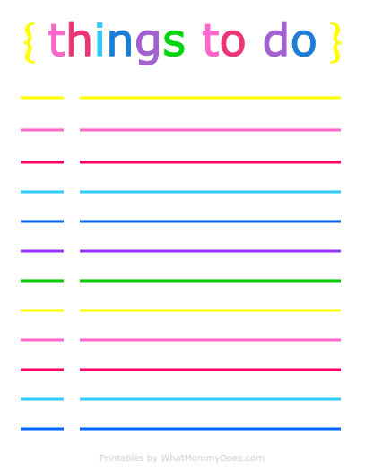 Colorful Printable Daily To Do List
