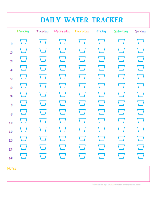 Water Intake Charts Daily