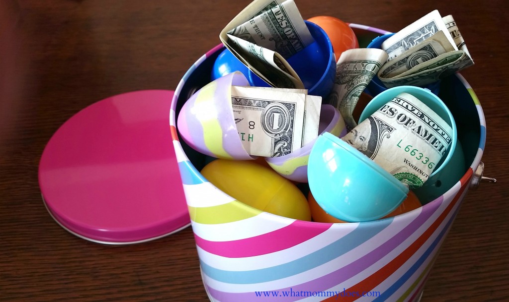 Bucket Full of Money-Filled Easter Eggs - A Cute Money Gift Idea