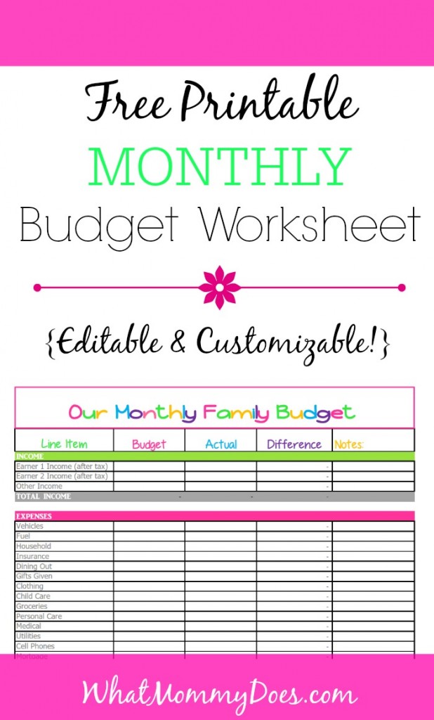 Free Online Monthly Budget Template