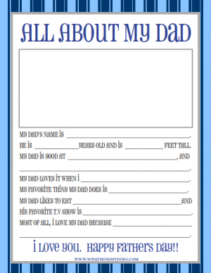 Free Printable Father's Day Questionnaire - Cute Kids Survey