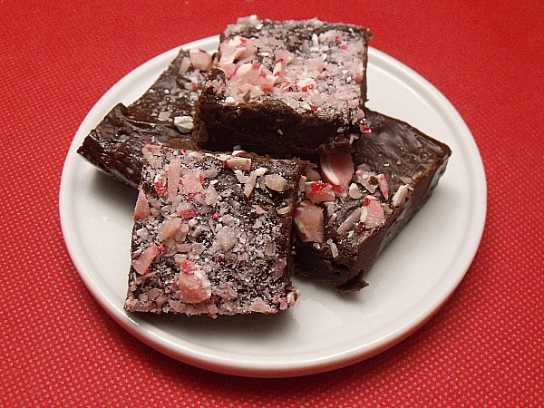 Candy Cane Chocolate Fudge from Mama Likes to Cook