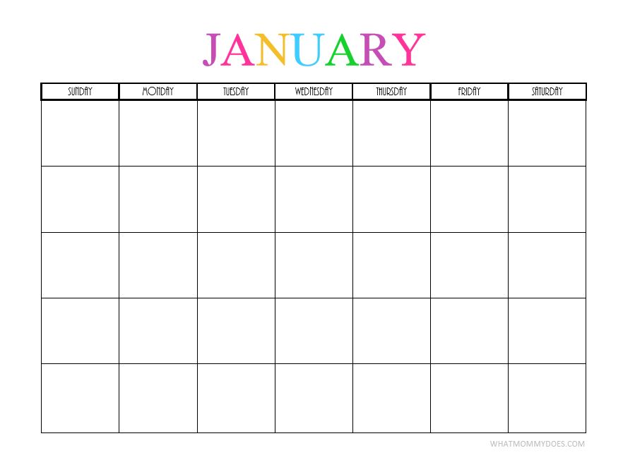 Free Printable Blank Monthly Calendars 2024, 2025+ What Mommy Does