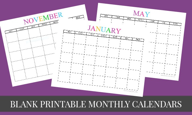 Free Printable Blank Monthly Calendars 2020, 2021, 2022