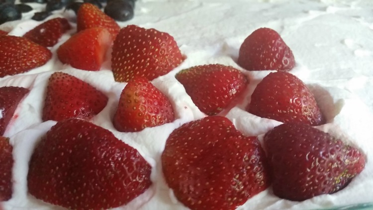 strawberries flag cake