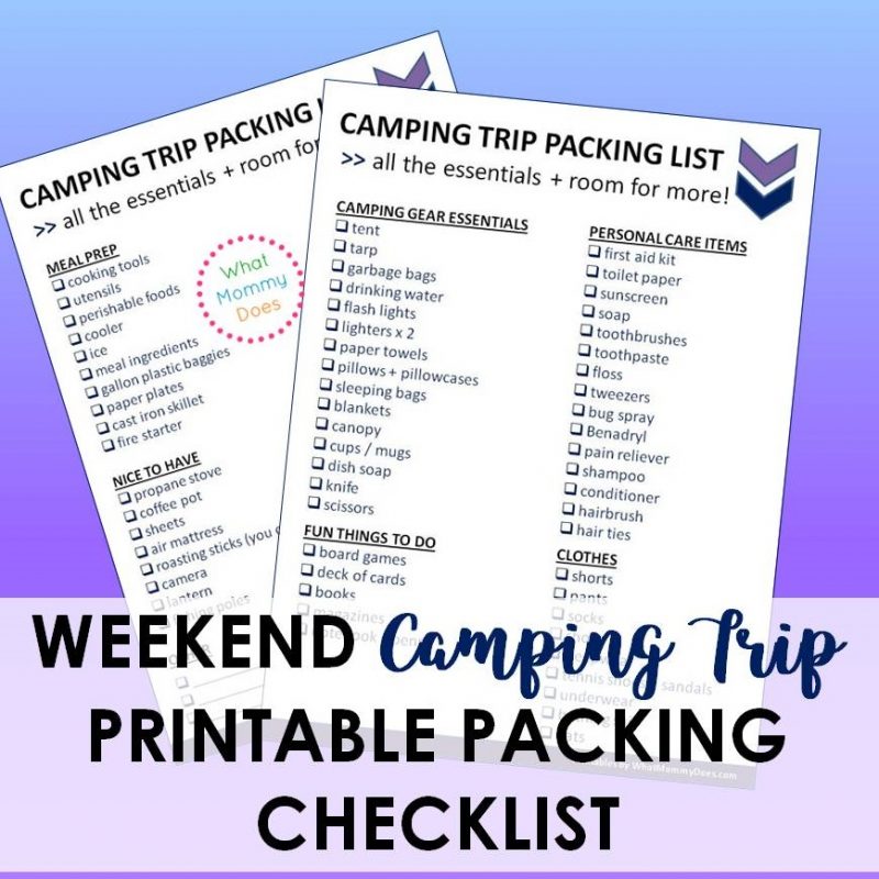 what do you take camping checklist printable - PDF file