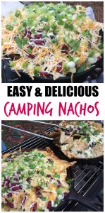 As far as camping recipes go, this is THE BOMB!!! You can make ALL KINDS of things at a campsite, including amazing nachos! Everybody loved these. The recipes is so easy to make in a cast iron skillet, dutch oven, or foil pan for simple clean up. | camping meal ideas, fun camping recipes, black bean nachos