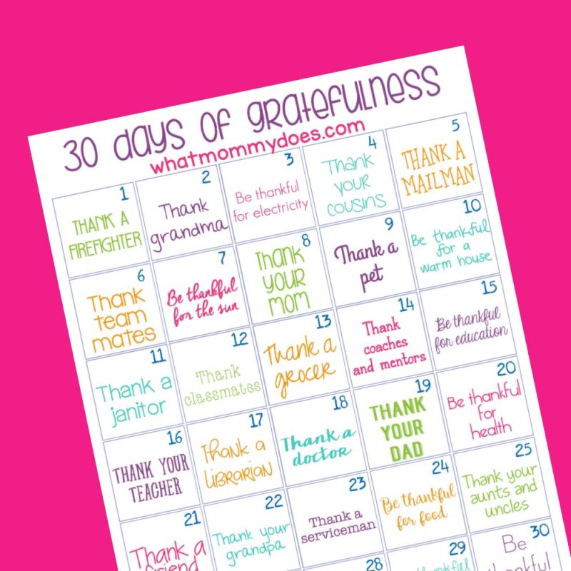 how to teach gratefulness to children - free printable challenge