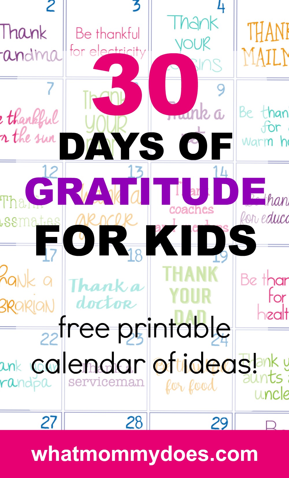 This works for teenagers AND little kids. I was so surprised at how much they liked this challenge! Nobody is too old to show how grateful they are for another person. Grab this list, put it on your fridge, and do it as a family! In 30 days, you'll all grow in appreciation for the life you have together #parentingtips #stayathomemom #parenting #kidsactivities