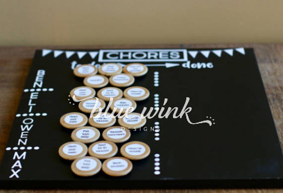 We could definitely use this!! Cute Personalized Chalkboard Chore Chart for Families