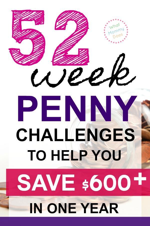  want to travel a lot this year so I thought it would be neat to do a daily 52-week penny saving challenge! I like saving money when it's for a goal like vacation or fun day trips with the kids. Here are a few fun 365 day penny challenge charts you can print out for your fridge or for the actual jar you'll put the money in!