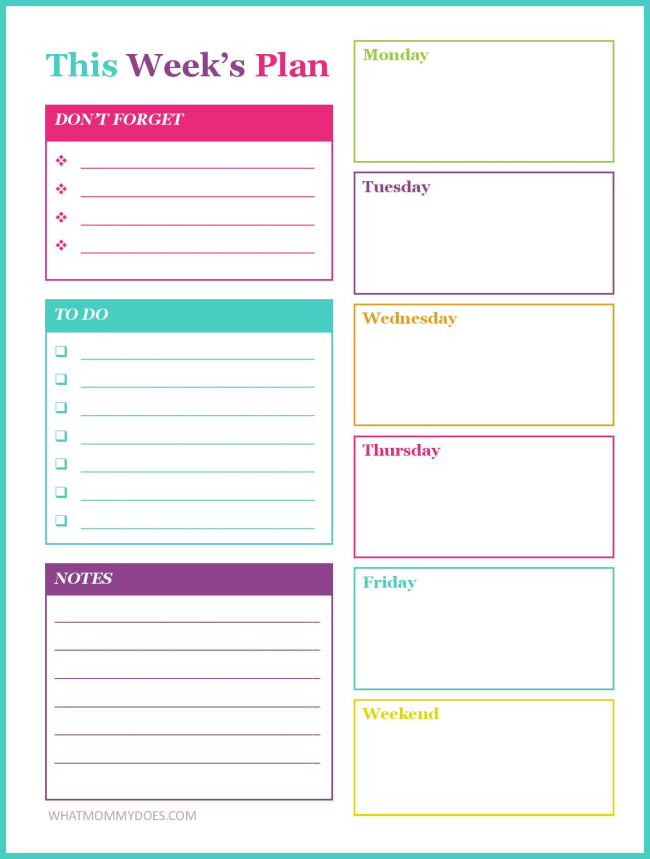 Free Printable Weekly Planner - What Mommy Does