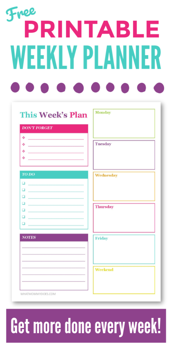 free printable weekly planner what mommy does
