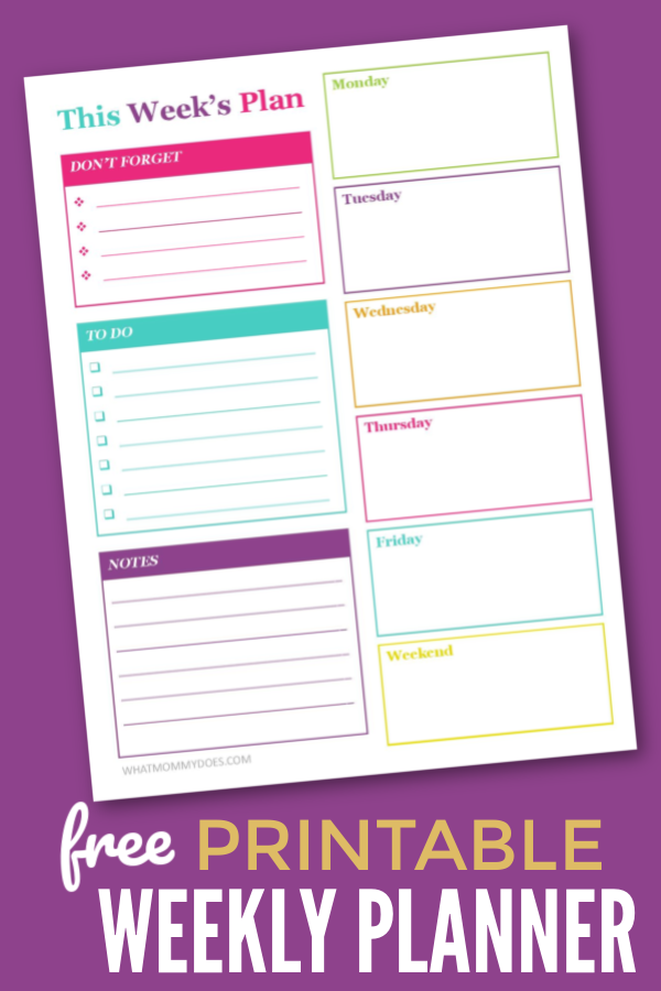 free printable weekly planner what mommy does