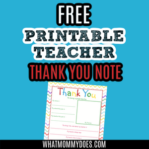Free printable teacher thank you note