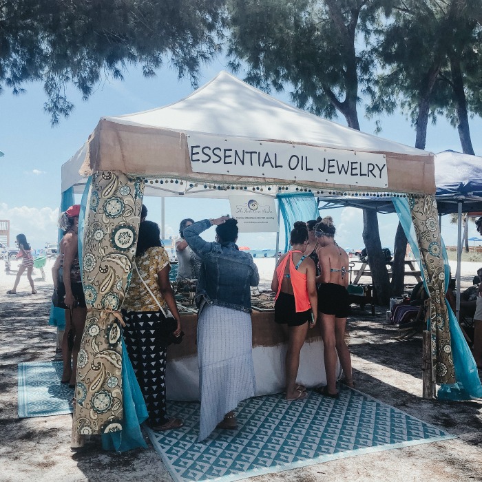 Essential Oil Jewelry was the hottest selling thing at this open air flea market on Anna Maria Island!