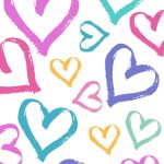 iPhone wallpaper background in pastel rainbow heart pattern