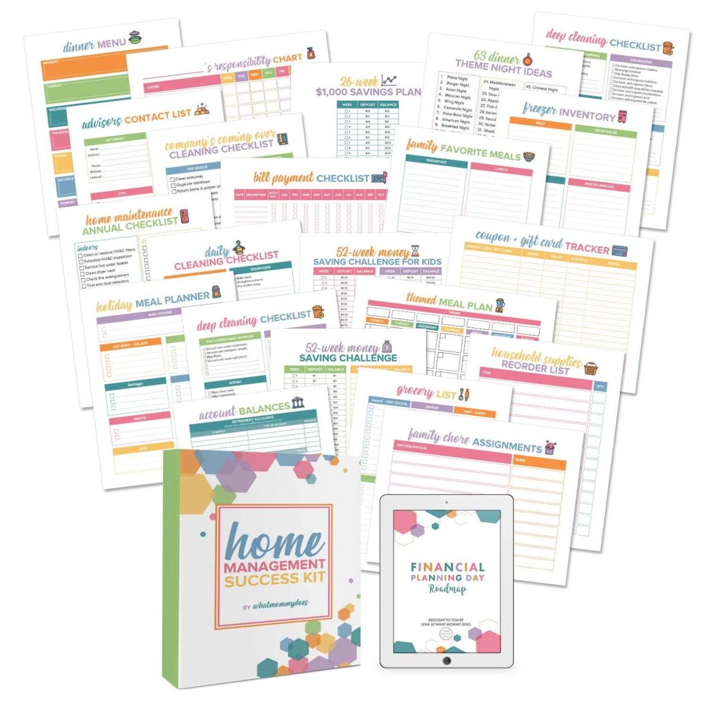 homemaking worksheet bundle for new moms to keep house