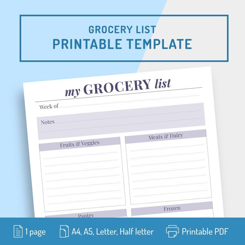 grocery list for meal planning