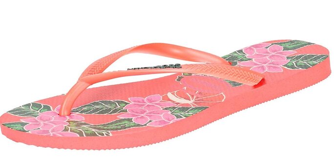 tropical design flip flops