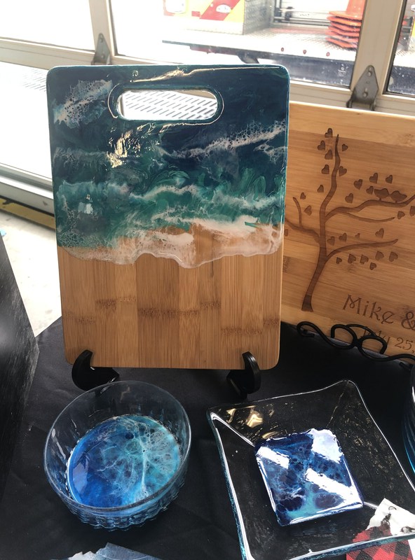 Resin Beachy Waves Cutting Board