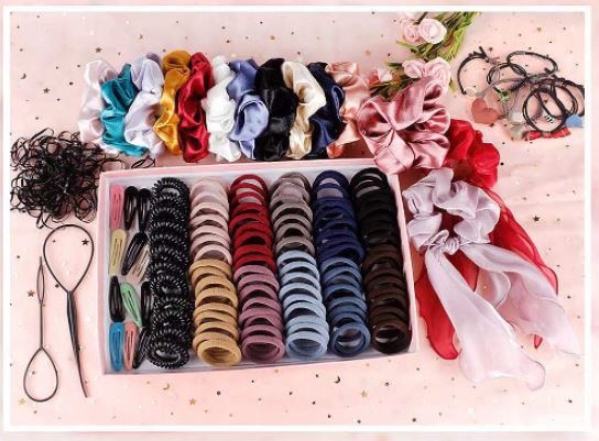 kit full of hair ties for a little girl's gift