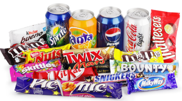 Large collection of junk food