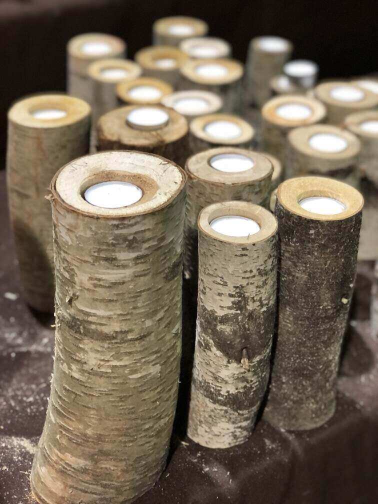 tea light candle holders made from branches
