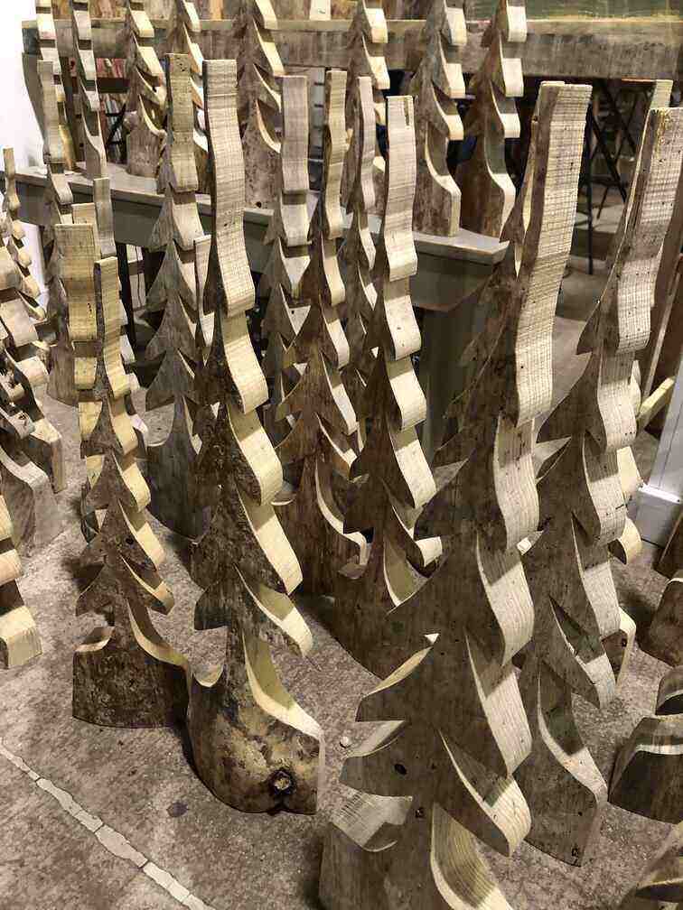 wood stumps into christmas trees