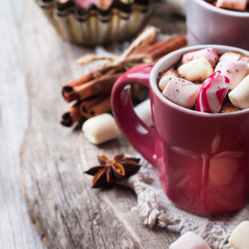 cup of hot chocolate with peppermint, anise and cinnamon