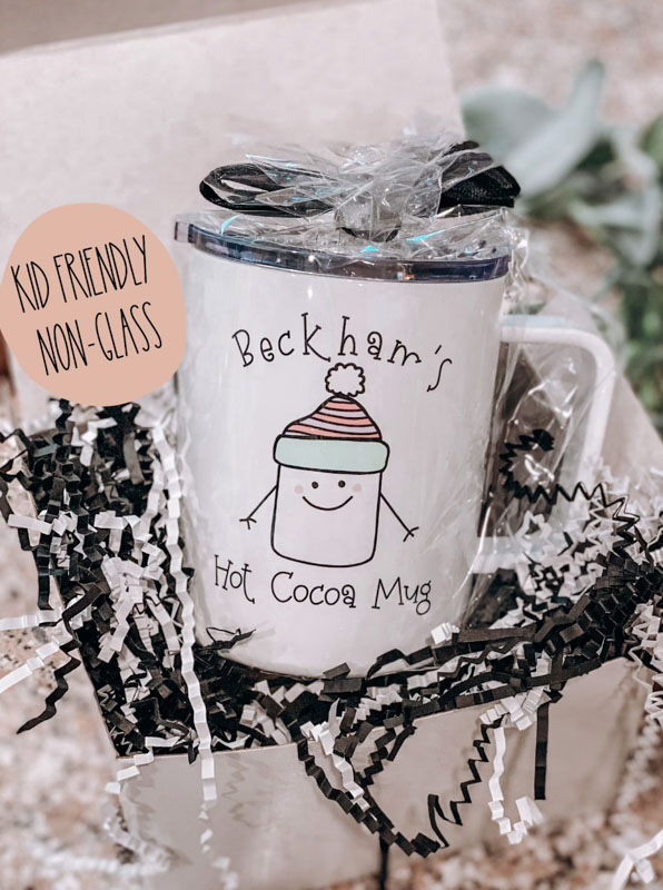 cute personalized hot chocolate mug to gift a family with kids