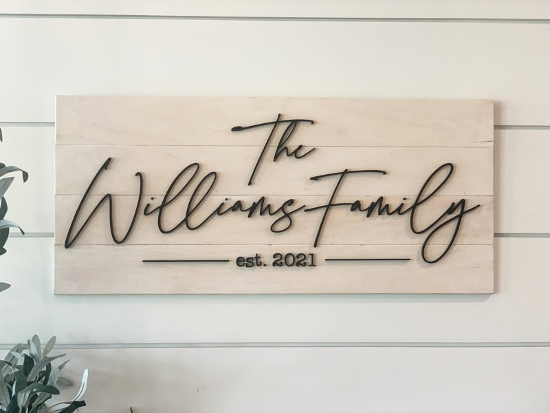 modern rustic farmhouse sign with family name