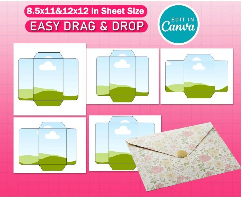 mockup of example printable envelope templates