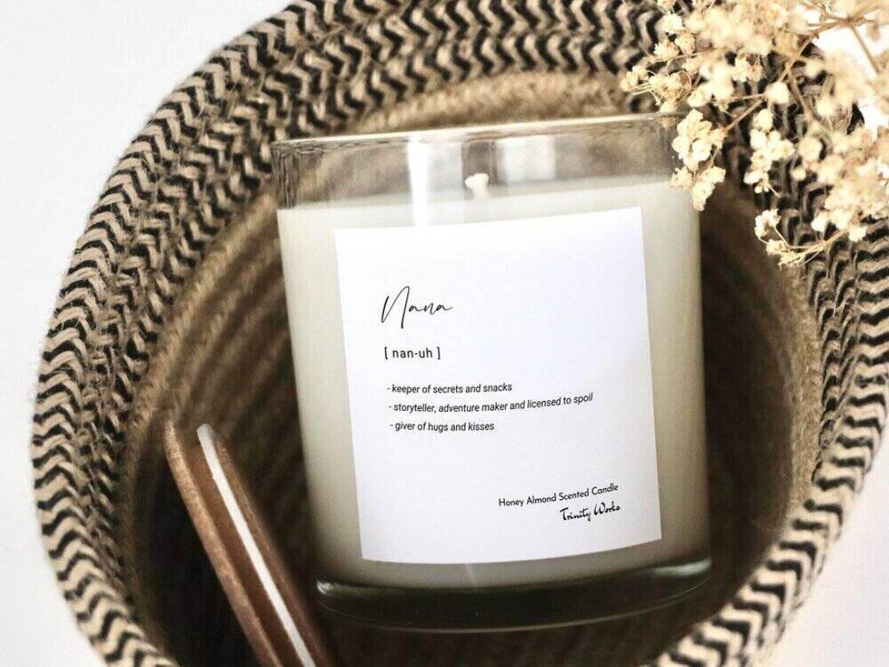 candle that says the definition of nana on it