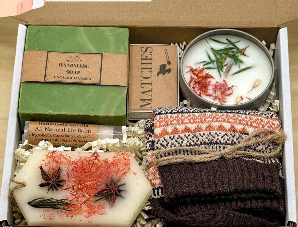 gift box with self care items