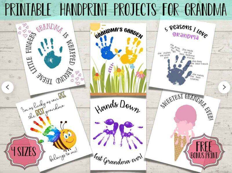 5 pages of projects using handprints for grandmothers