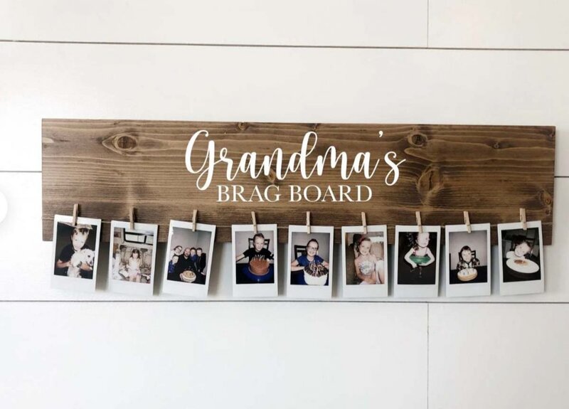Wooden photo holder for a grandmother to hold the pictures of her grandchildren