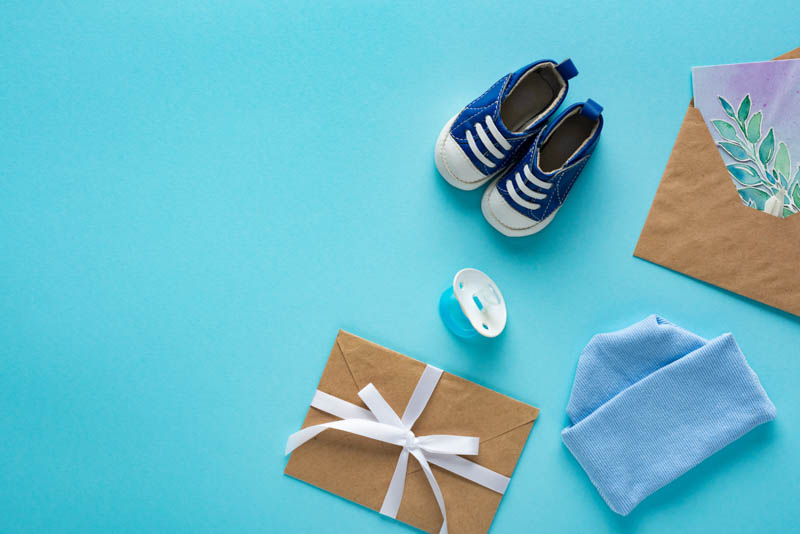 blue themed flat lay