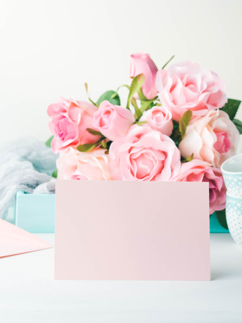 blank pink baby shower card for writing heartfelt messages