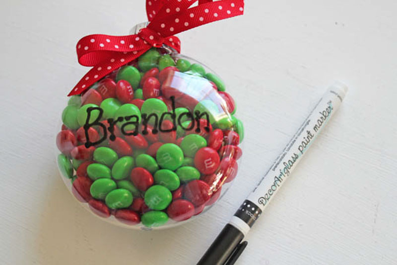 DIY ornament gift filled with candy